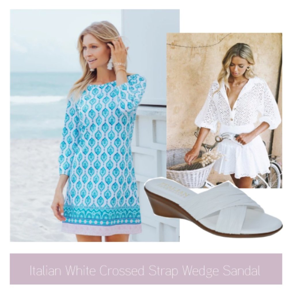 Italian White Cross Strap Wedge Sandal NEW ARRIVAL